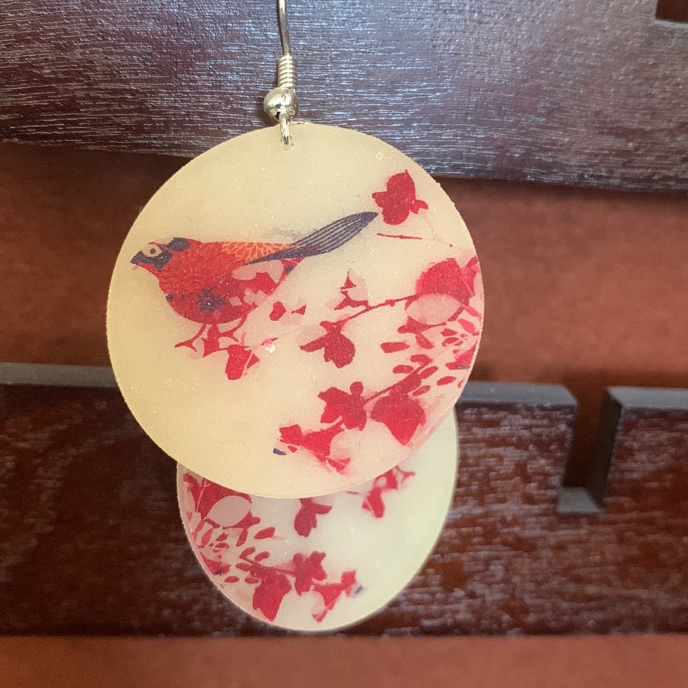 Red bird earrings